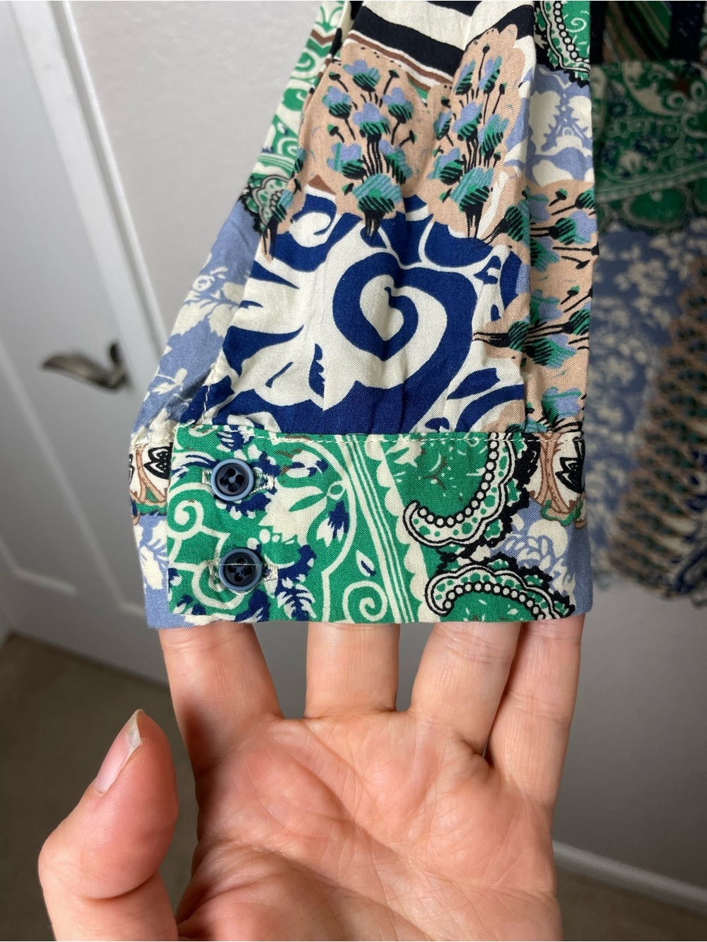Tiny / Anthropologie Caviana Green Paisley Button-Front Drop Waist Dress Size M - Picture 9 of 13